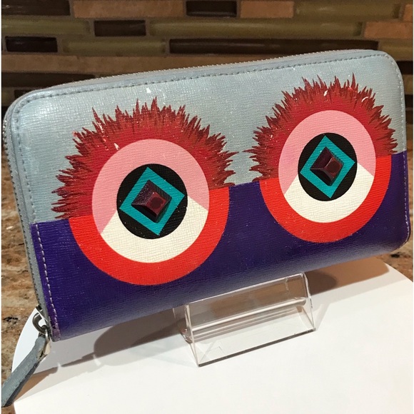 FENDI Monster Long Zip Around Leather Wallet 😍💜🔥 - Picture 17 of 17